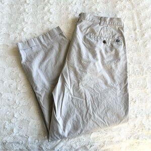 Brooks Brothers Pants Trousers Mens 35x27 (Tag 36x32) Gray Beige Pleated Cuffed